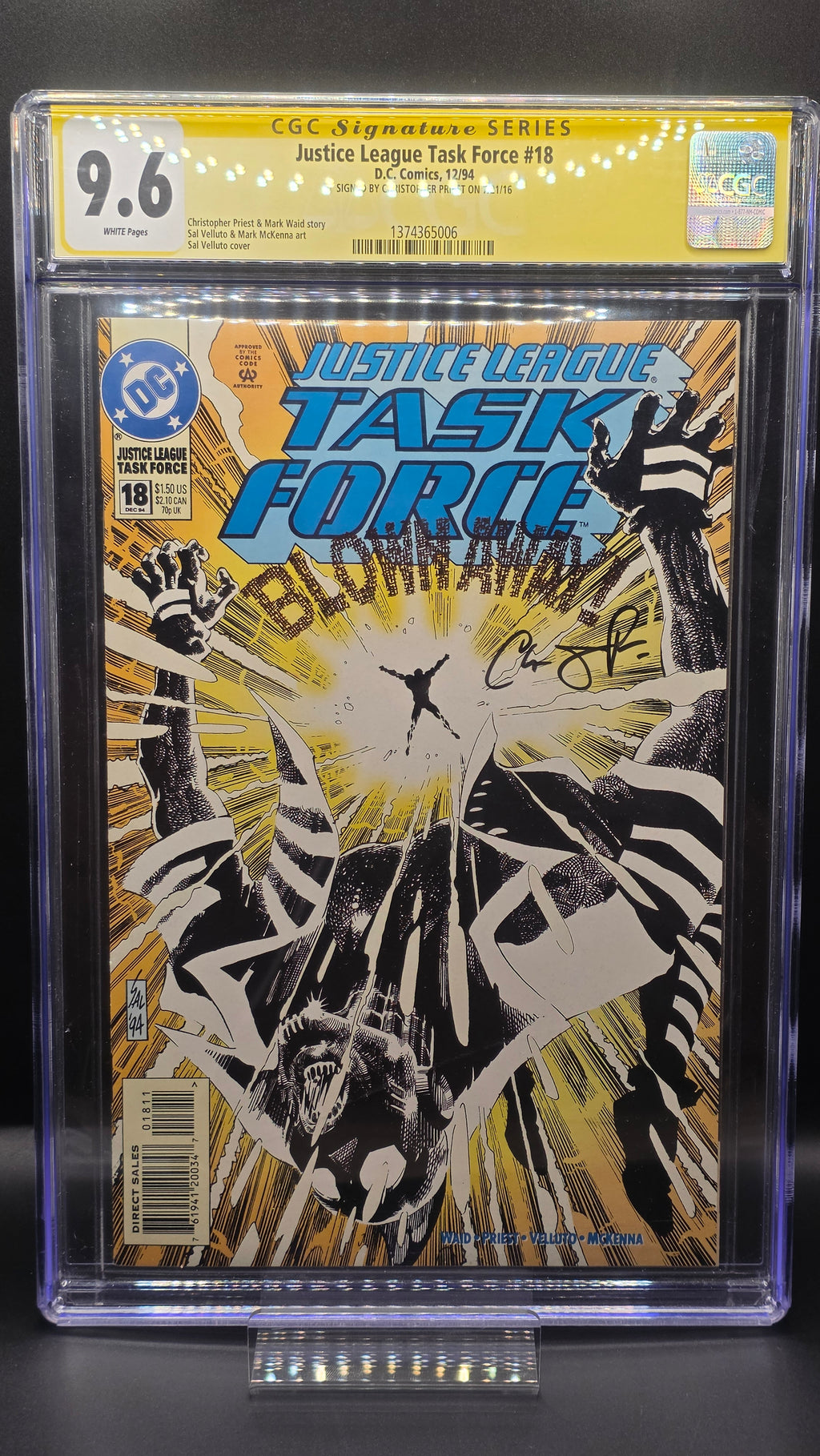 CGC Justice League Task Force #18 signed by Christopher Priest