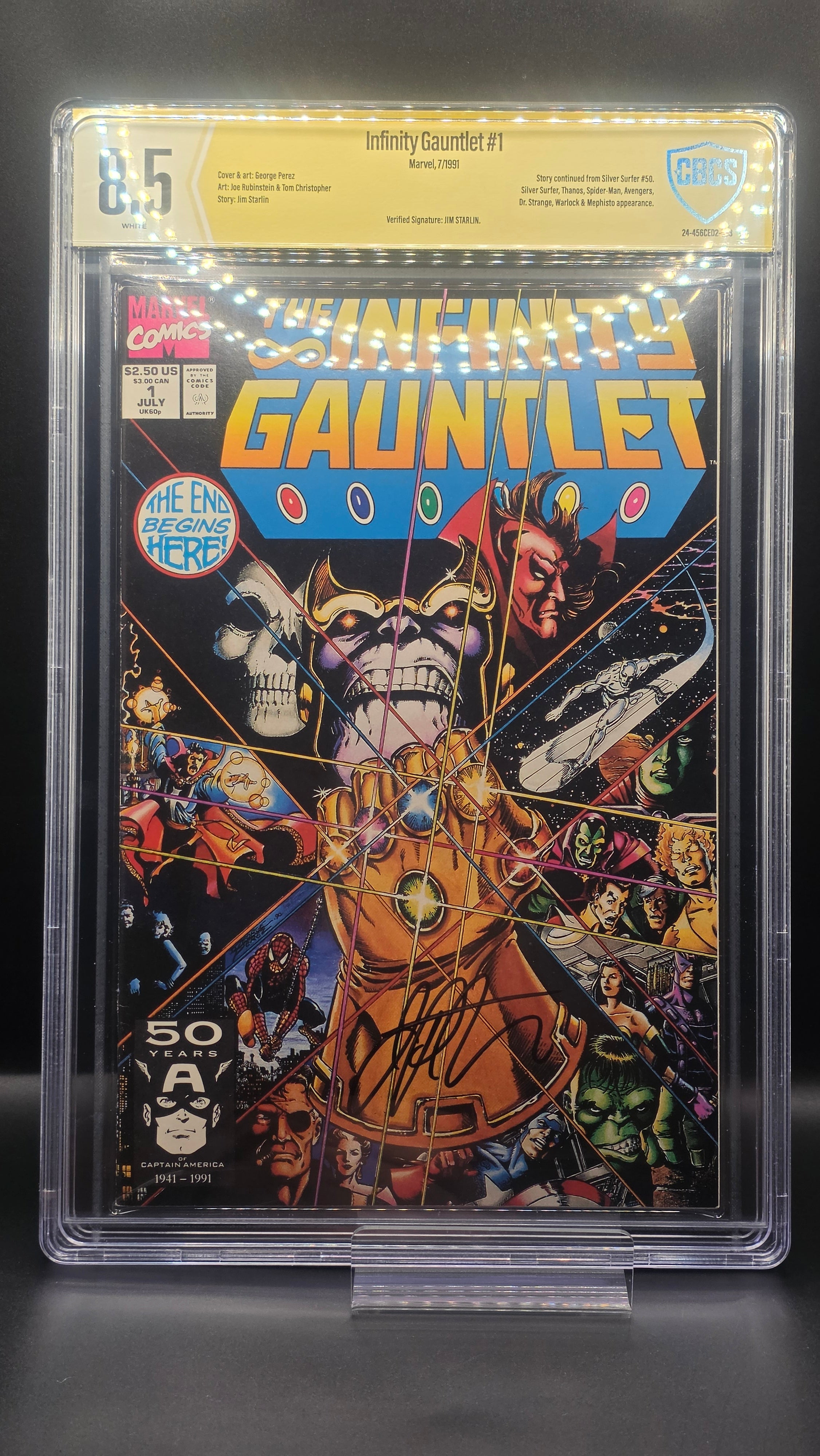 INFINITY GAUNTLET #1 CBCS GRADED SIGNED BY JIM STARLIN