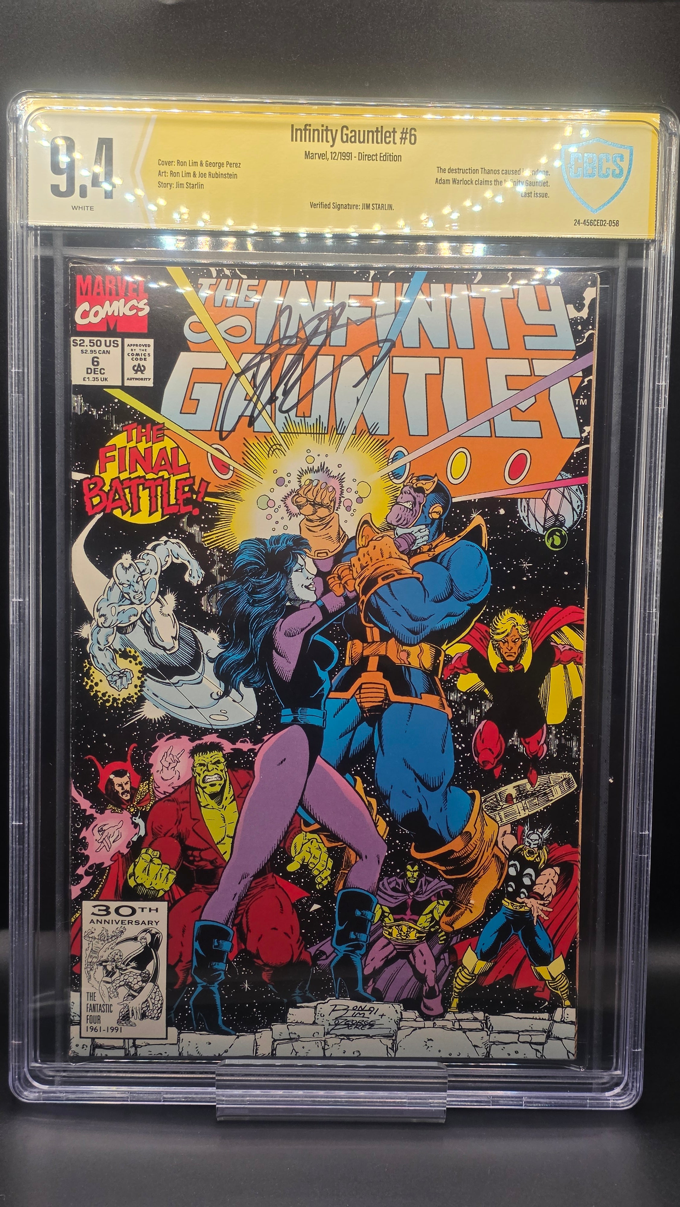 INFINITY GAUNTLET #6 CBCS GRADED SIGNED BY JIM STARLIN