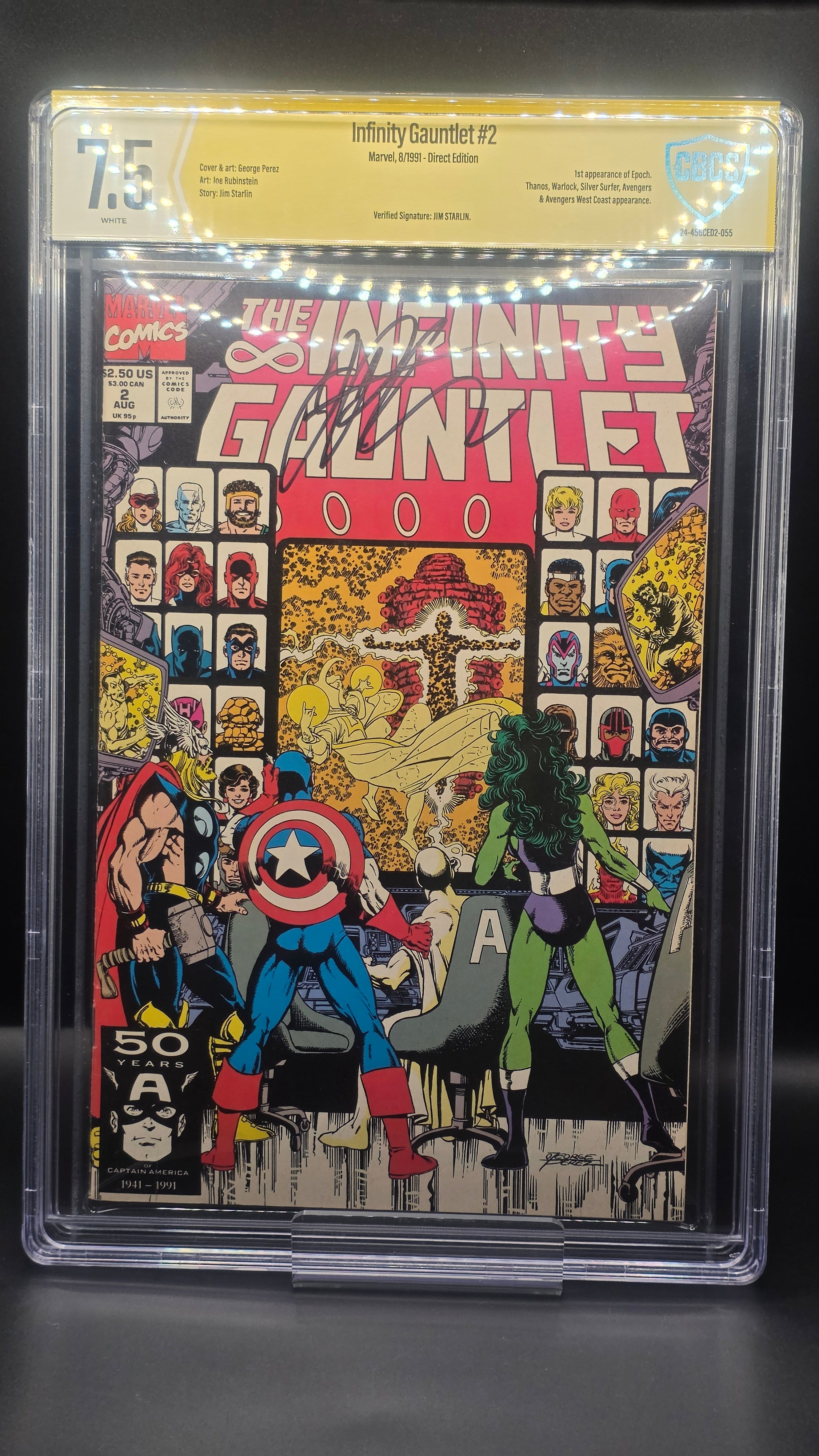 INFINITY GAUNTLET #2 CBCS GRADED SIGNED BY JIM STARLIN